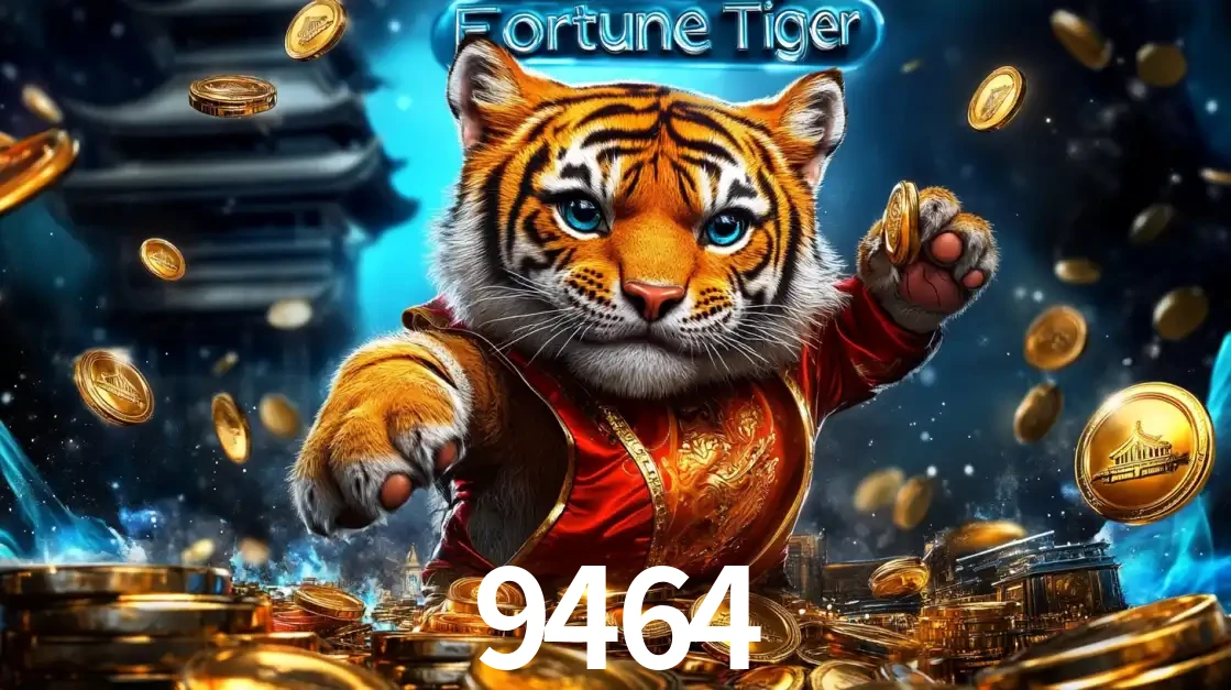 Imagem promocional do jogo de slot Fortune Tiger, com um tigre majestoso em traje tradicional cercado por uma fortuna em moedas de ouro, disponível agora no cassino 9464.